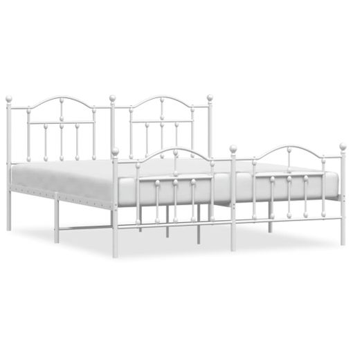 Estructura cama metal con cabecero y estribo blanco 160x200 cm