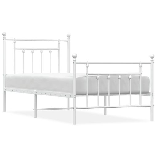 vidaXL Estructura cama metal con cabecero y pie cama blanca 90x200