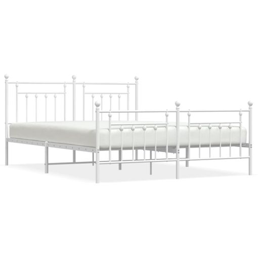 vidaXL Estructura cama metal con cabecero y estribo blanco 160x200