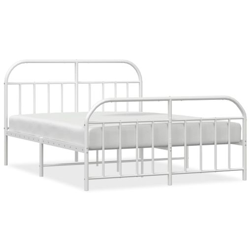 Estructura cama metal con cabecero y estribo blanco 160x200 cm