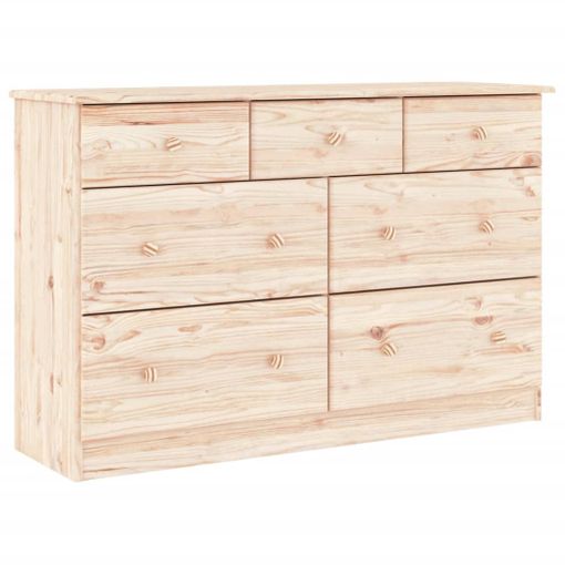 Cómoda Cajonera Alta Madera Maciza Pino 112x35x73 Cm Vidaxl con