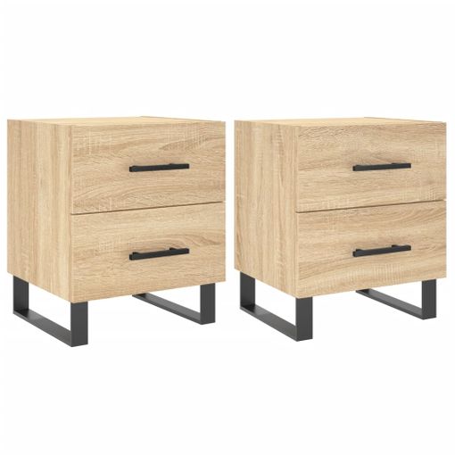 Mesitas De Noche 2 Uds Patas De Metal Roble Sonoma 40x35x69 Cm Vidaxl con  Ofertas en Carrefour