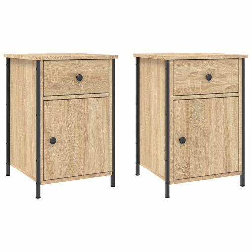 Mesitas De Noche 2 Uds Patas De Metal Roble Sonoma 40x35x69 Cm Vidaxl con  Ofertas en Carrefour