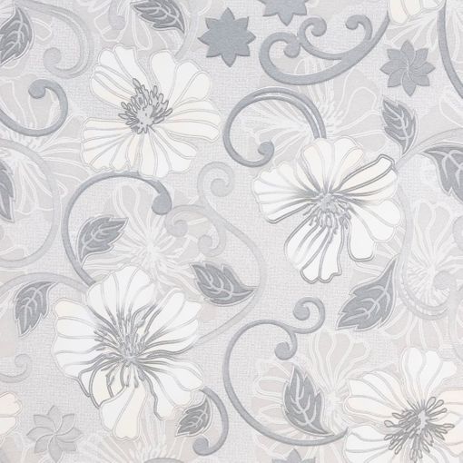 vidaXL Papel pintado de pared 3D estampado de flores gris