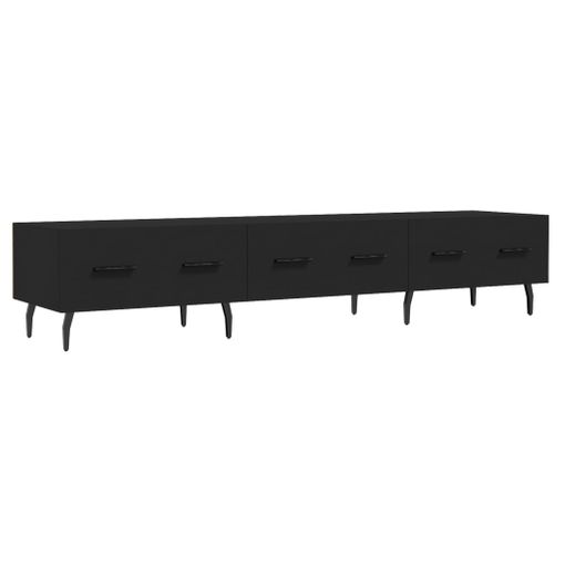 Mueble TV negro 150x30x44,5 cm de madera contrachapada