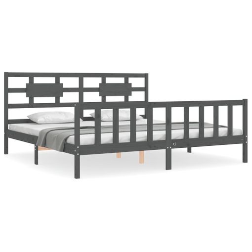 Estructura De Cama Madera Maciza De Pino Gris 200x200 Cm con Ofertas en  Carrefour