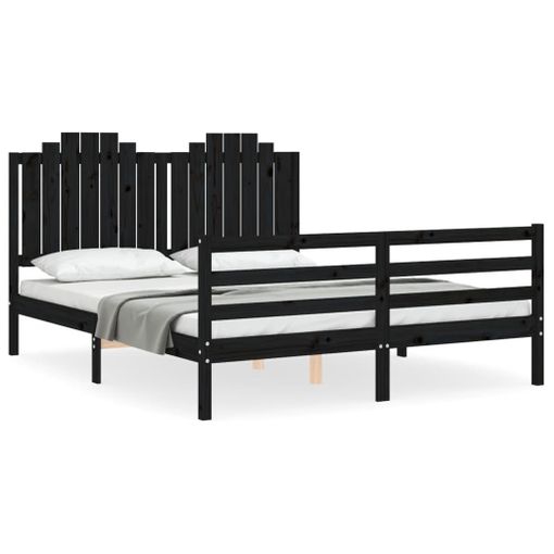 VidaXL Estructura de cama con cabecero madera maciza 160x200 cm