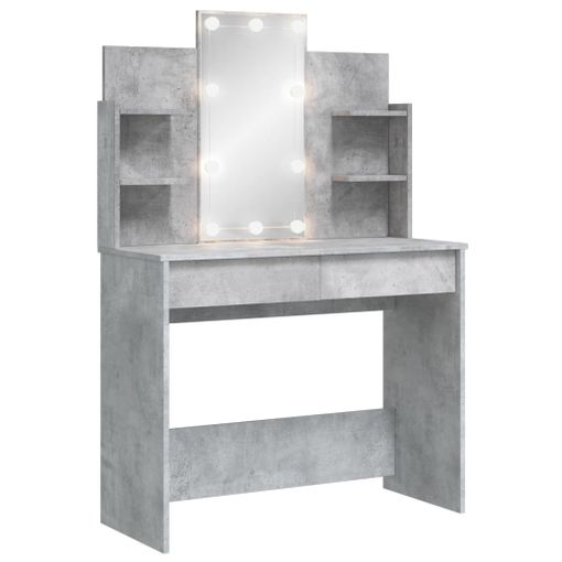 Tocador de maquillaje con luces LED vidaXL MDF gris 100x40x135cm