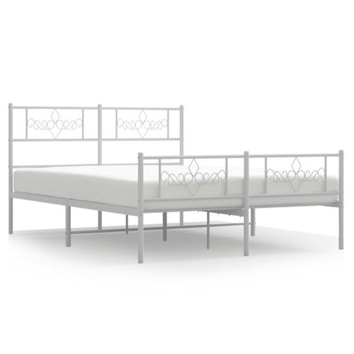 Estructura cama metal con cabecero y estribo blanco 135x190 cm