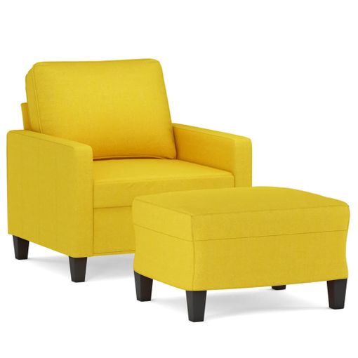 Sillón Con Taburete Tela Amarillo Claro 60 Cm Vidaxl con Ofertas