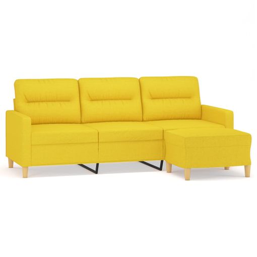 vidaXL Sillón con taburete tela amarillo claro 60 cm