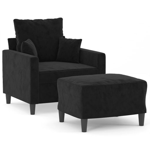 VidaXL Sillón con taburete terciopelo azul oscuro