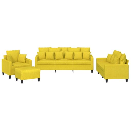 Sillón Con Taburete Tela Amarillo Claro 60 Cm Vidaxl con Ofertas