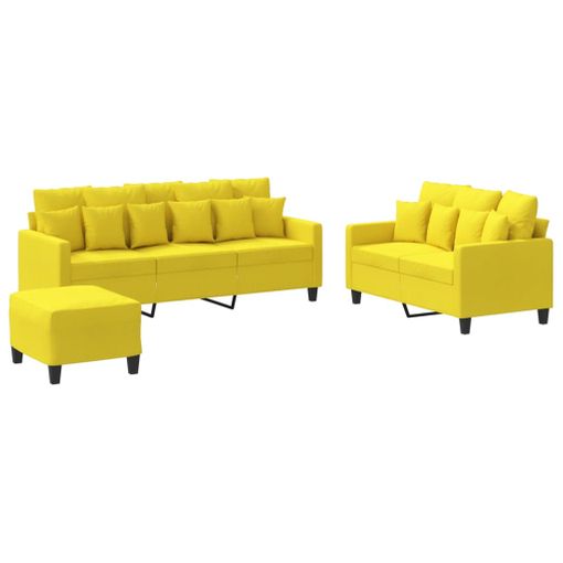 vidaXL Sillón con taburete tela amarillo claro 60 cm