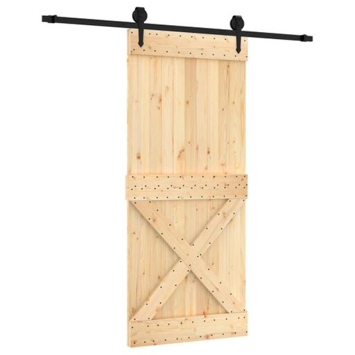 Puerta Corredera Con Herrajes Madera Maciza De Pino 90x210 Cm Vidaxl con  Ofertas en Carrefour