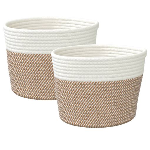 Cestas De Almacenaje 2 Uds Algodón Marrón Y Blanco Ø24x18 Cm Vidaxl con  Ofertas en Carrefour