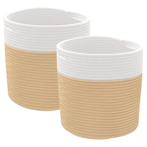 Cestas De Almacenaje 2 Uds Algodón Beige Y Blanco Ø28x28 Cm Vidaxl con  Ofertas en Carrefour