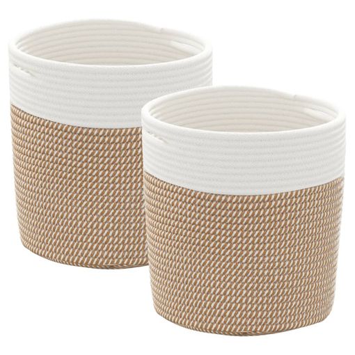 Cestas De Almacenaje 2 Uds Algodón Marrón Y Blanco Ø28x28 Cm Vidaxl con  Ofertas en Carrefour