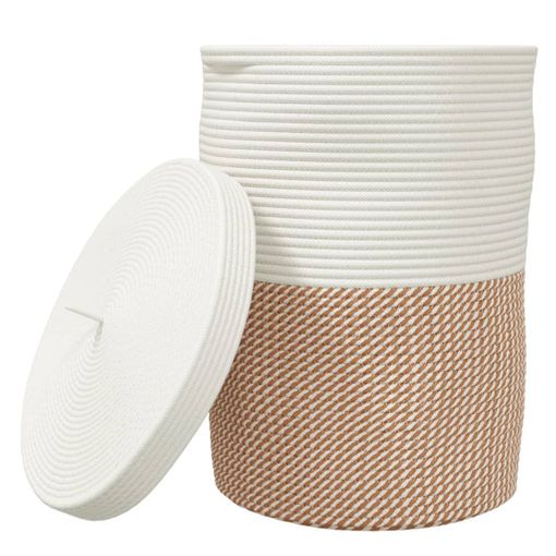 Cestas De Almacenaje 2 Uds Algodón Beige Y Blanco Ø24x18 Cm Vidaxl con  Ofertas en Carrefour