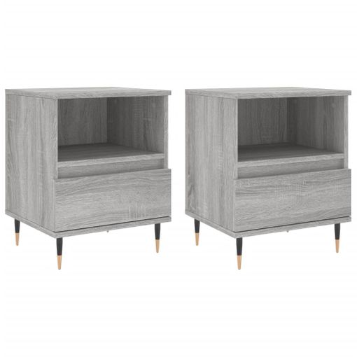 vidaXL Mesitas de noche 2 uds patas de madera gris Sonoma 40x35x50 cm