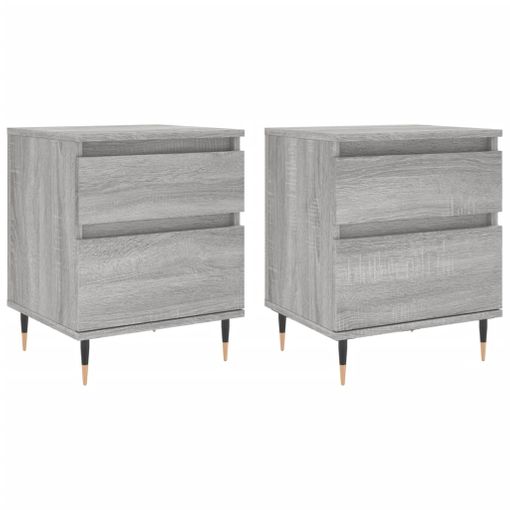 vidaXL Mesitas de noche 2 uds patas de madera gris Sonoma 40x35x50 cm