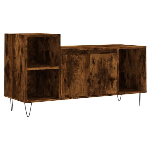 Mueble TV con puertas madera contrachapada negro 102x35x45 cm