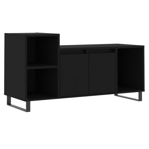 Mueble TV con puertas madera contrachapada negro 102x35x45 cm