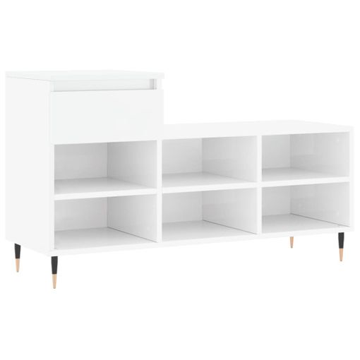 vidaXL Mueble zapatero madera contrachapada blanco brillo 70x36x60