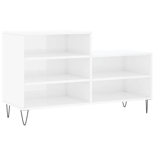 Mueble zapatero madera contrachapada blanco brillo 102x36x60 cm