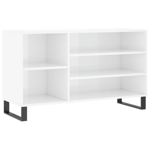 Mueble Zapatero Madera Contrachapada Blanco Brillo 102x36x60 Cm Vidaxl