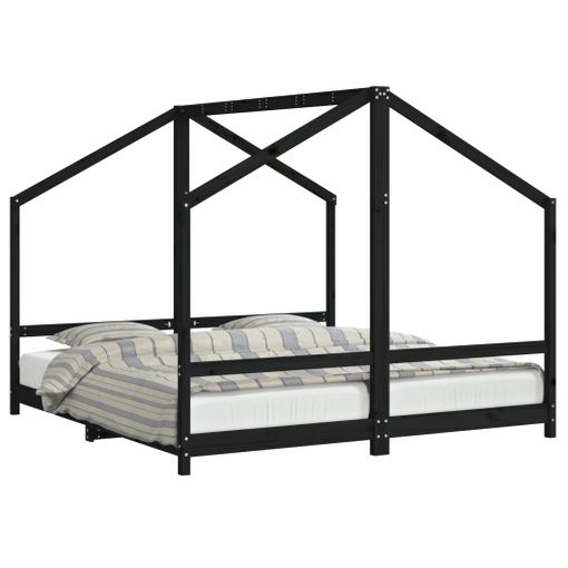 vidaXL Estructura cama infantil y cajones madera pino negro 90x190 cm