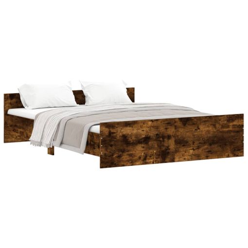 Estructura de cama madera contrachapada roble ahumado 90x190 cm