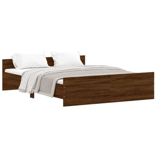 Estructura de cama con cabecero de tela marrón 160x200 cm