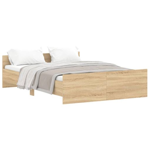 VidaXL Estructura de cama con cabecero piecero roble Sonoma 135x190 cm