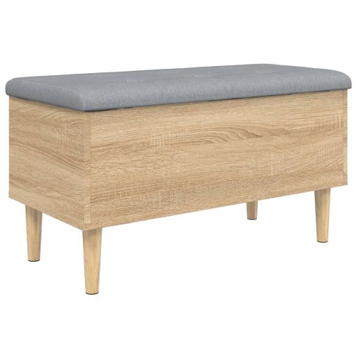 Banco con almacenaje madera ingeniería roble ahumado 82x42x46cm -  referencia Mqm-835079