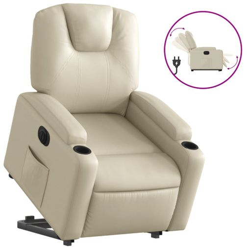 Sillón Reclinable Elevable Eléctrico De Cuero Sintético Gris Vidaxl con  Ofertas en Carrefour