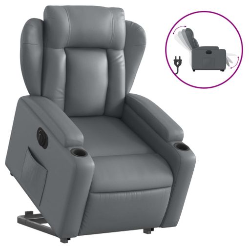 Sillón Reclinable De Cuero Sintético Gris Vidaxl con Ofertas en Carrefour