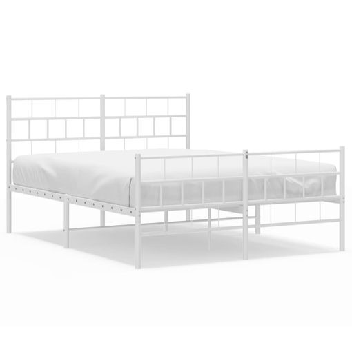 Estructura cama metal con cabecero y estribo blanco 120x200 cm