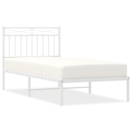 vidaXL Estructura cama metal con cabecero y pie cama blanca 90x190 cm