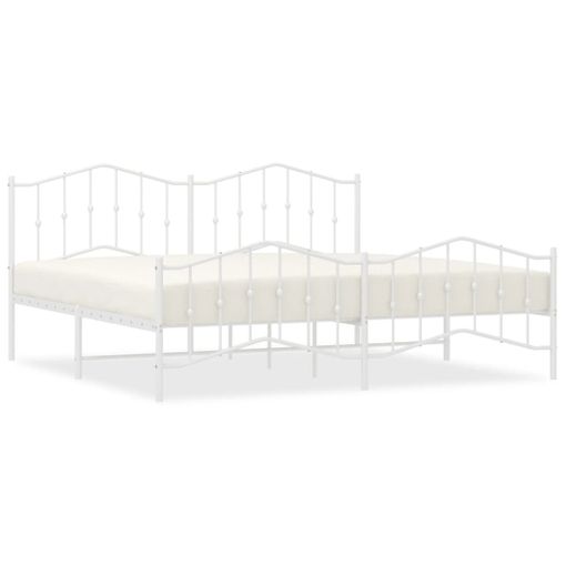 Estructura cama metal con cabecero y estribo blanco 200x200 cm