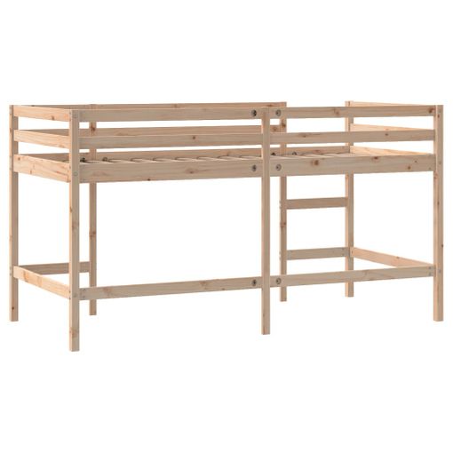 vidaXL Litera Cama Alta Somier Colchones Escalera Dormitorio Habitación  Niños Adolescentes Adultos de Madera Maciza de Pino Blanco 90x190 cm :  : Hogar y cocina