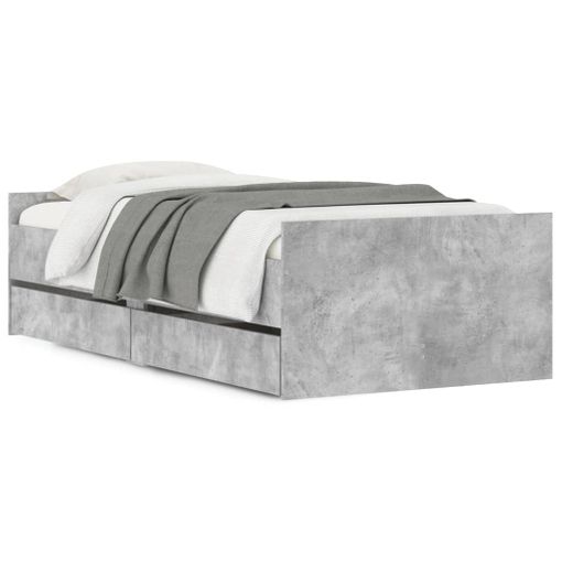 vidaXL Estructura de cama con cajones gris 90x200 cm