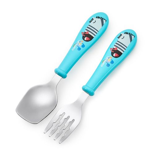 Cuitisan Baby - Set De Cubiertos Infantiles De 18 Cm En Acero Inoxidable  Con Funda. Azul con Ofertas en Carrefour