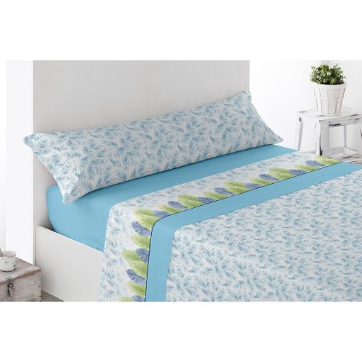 Sábana Bajera Ajustable de Franela TEX HOME Cama 90 cm Azul