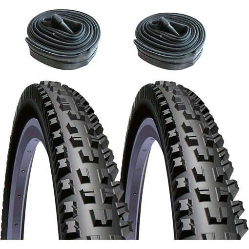 2 Cubiertas Mtb 26x2.00 + 2 Cámaras De Aire De 26 Con Válvula Av  (Gorda/moto) Cbb Shop - Negro