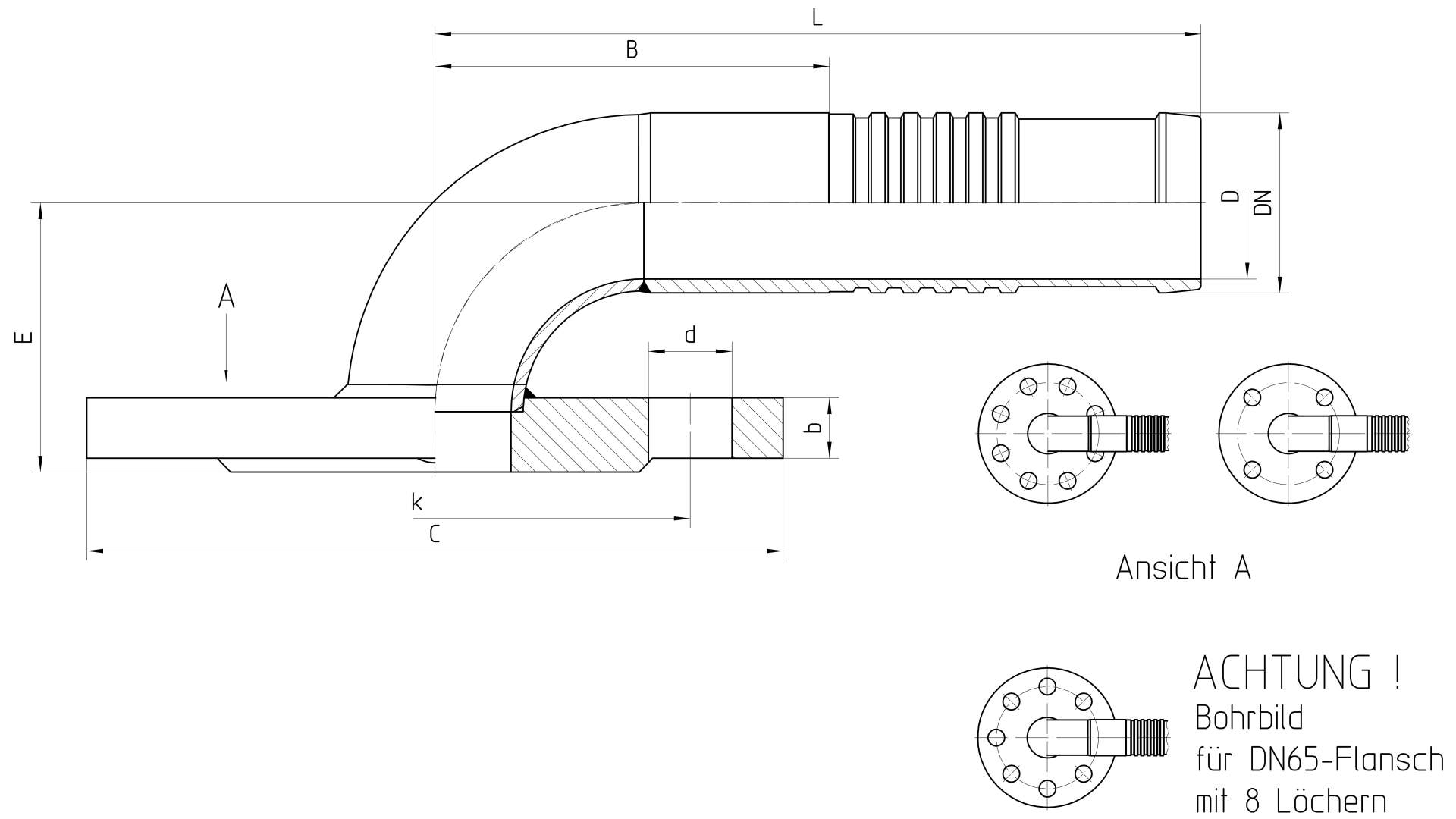 fixed DIN flange 90°