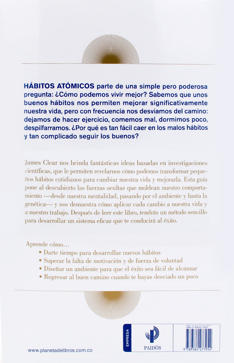 Libro de Autoayuda Hábitos Atómicos por James Clear PAIDOS