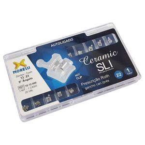 Kit de Bráquetes Prescrição Roth Autoligado Ceramic SLI .022" Can.9° Ang. Gancho Can./Prés - 10.12.900