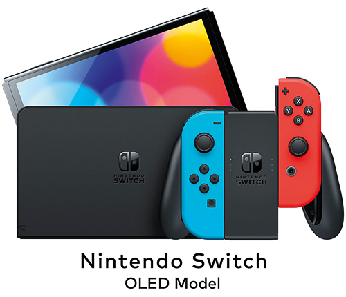 Nintendo Switch OLED, blå, röd