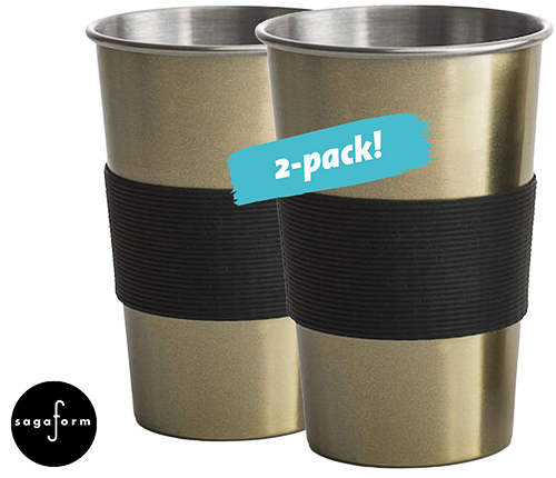 Sagaform stålmugg, 2-pack, guld